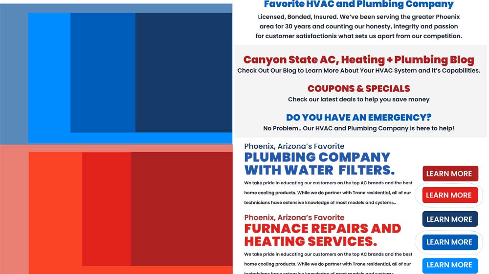 color scheme cohesion and predetermined layouts for hvac client branding book website headings title tags and body copy settings for all future marketing projects and online edits by prefocus solutions