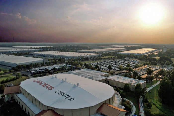 amazing drone pilot shots southaven mississippi skyline with sun fading behind horizon landers center aerial photographer jordan trask prefocus solutions wall art