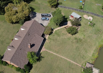 overhead view from backyard drone photographer olive branch ms for aerial imagery of real estate for sale near pond huge lot surrounding water stateline prefocus brand strategy