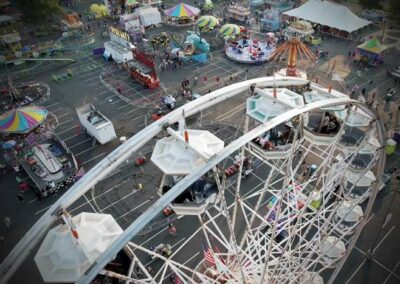 prefocus drone image from video shoot with landers center in southhaven mississippi for desoto county midsouth fair rides from sky vingette quality pilot