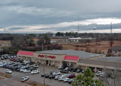 piggly wiggly in olive branch mississippi from sky view camera for promotional marketing by prefocus solutions drone pilot jordan trask