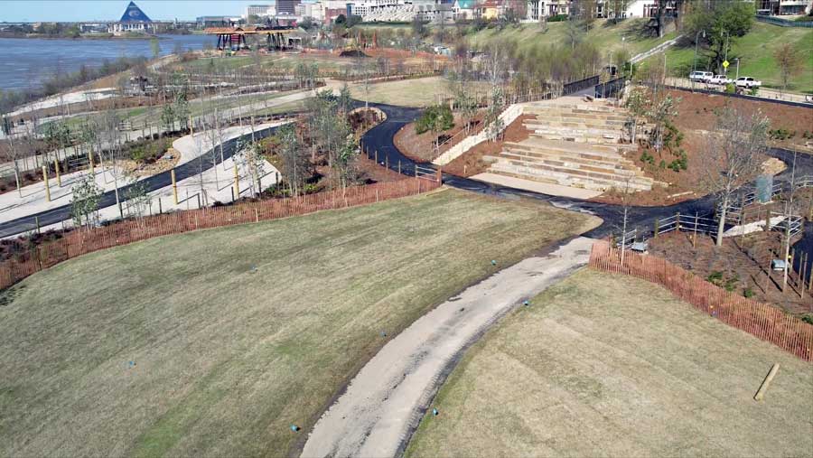 walking pathway near butler park entrance connected to tom lees recreational center on mississippi river memphis public relations specialist drone services olive branch ms